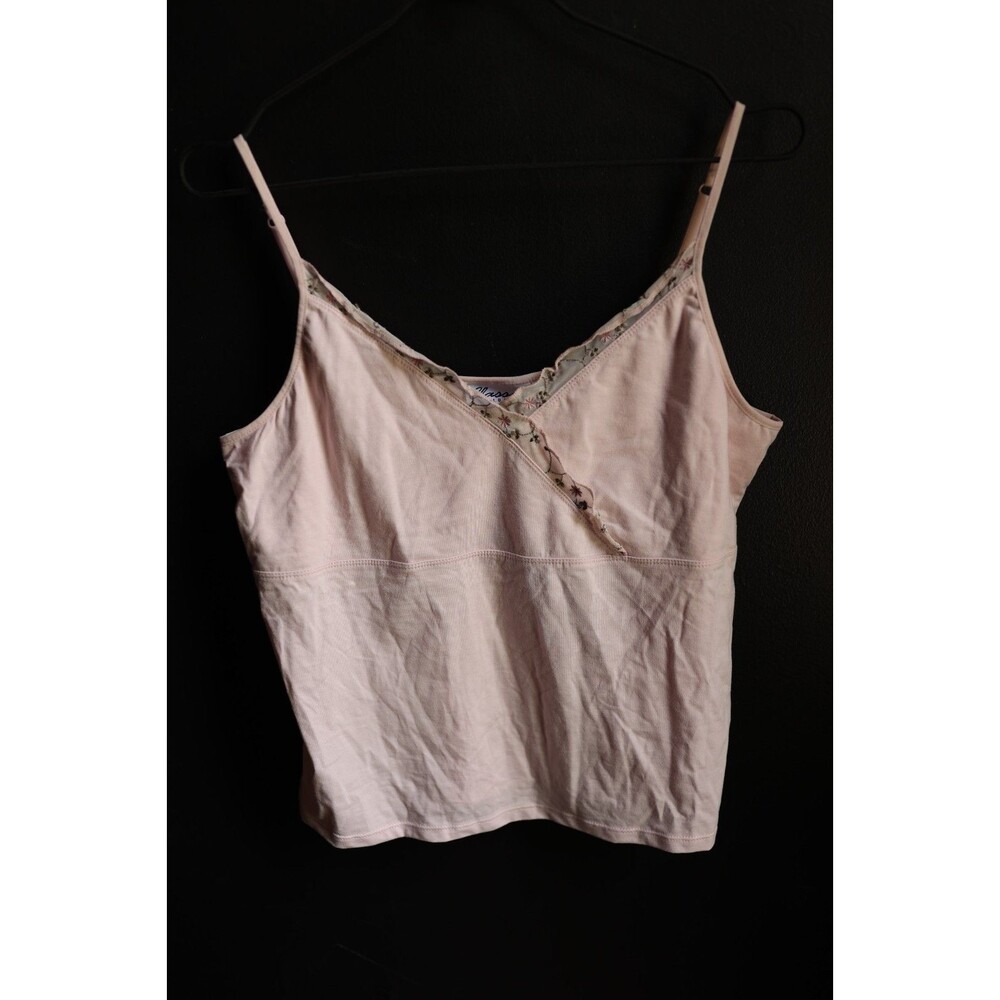 NOS Vintage Y2K Blush Pink Babydoll Cami Tank Top Lace Blush Pink Fairy L